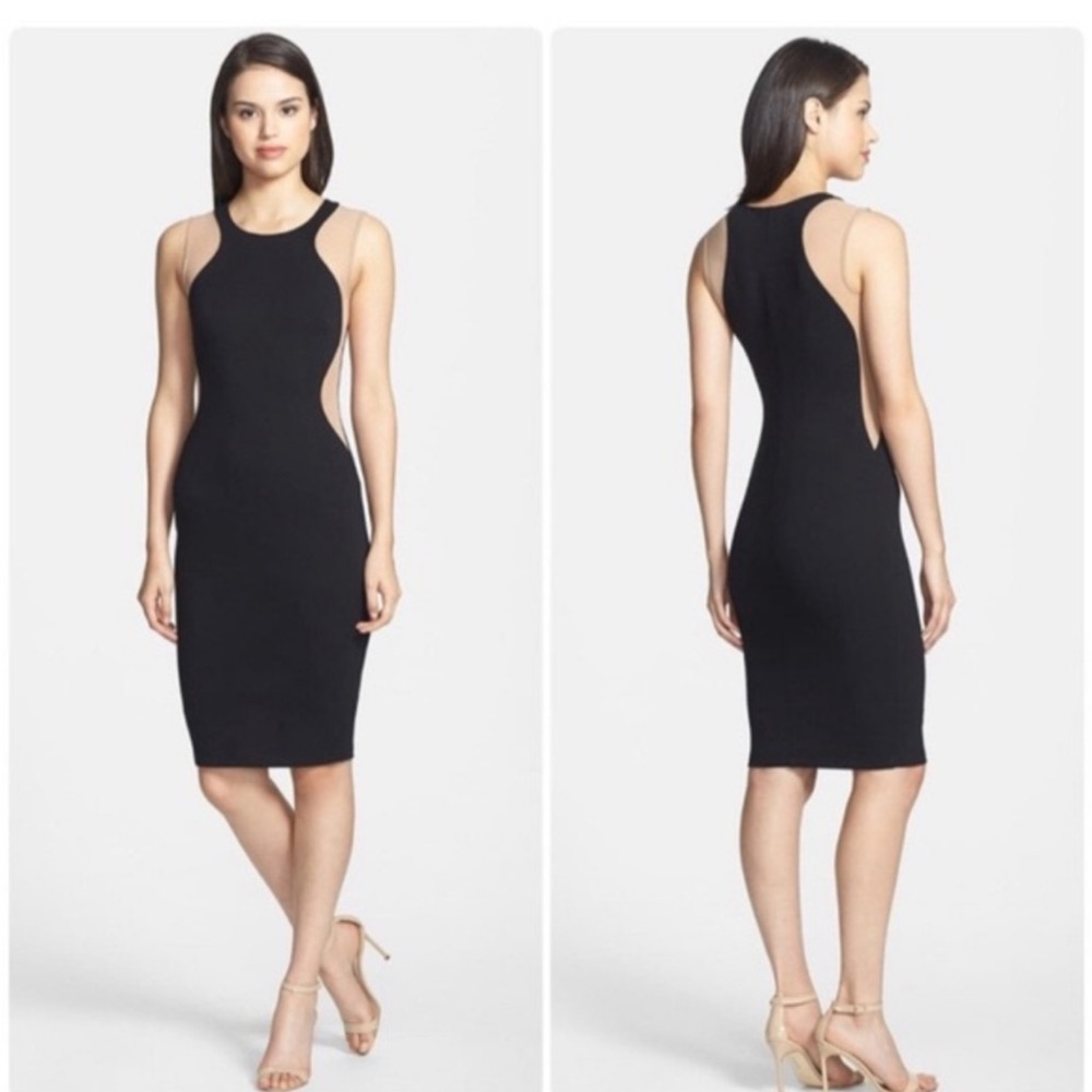 Bailey 44 black and nude mesh bodycon dress size M
